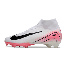 Botas de fútbol Nike Air Zoom Mercurial Superfly 10 Elite blancas y rosas para niños, para terreno firme (FG).