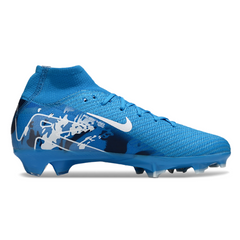Botas de fútbol Nike Air Zoom Mercurial Superfly 10 Elite azul claro para terreno firme FG para niños