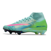 Botas de fútbol Nike Air Zoom Mercurial Superfly 10 Elite para niños, color azul, verde y rosa, para terreno firme FG