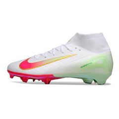 Botas de fútbol Nike Air Zoom Mercurial Superfly 10 Elite para niños, color blanco, rosa y verde, para terreno firme FG