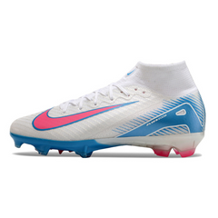 Scarpa da calcio per bambini Nike Air Zoom Mercurial Superfly 10 Elite, bianca, blu e rosa, per terreni compatti FG