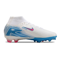 Scarpa da calcio per bambini Nike Air Zoom Mercurial Superfly 10 Elite, bianca, blu e rosa, per terreni compatti FG