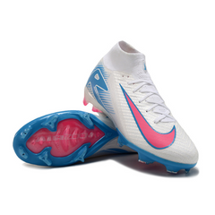 Scarpa da calcio per bambini Nike Air Zoom Mercurial Superfly 10 Elite, bianca, blu e rosa, per terreni compatti FG