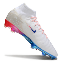 Botas de fútbol Nike Air Zoom Mercurial Superfly 10 Elite para niños, color blanco, naranja y azul, para terreno firme FG