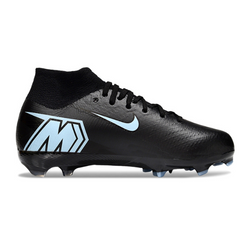 Scarpa da calcio per bambini Nike Air Zoom Mercurial Superfly 10 Elite, nera e azzurra, per terreni compatti FG