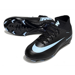 Scarpa da calcio per bambini Nike Air Zoom Mercurial Superfly 10 Elite, nera e azzurra, per terreni compatti FG