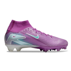 Botas de fútbol Nike Air Zoom Mercurial Superfly 10 Elite moradas y azules para niños, para terreno firme (FG).