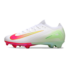 Botas de fútbol Nike Air Zoom Mercurial Vapor 16 Elite para niños, color blanco, rosa y verde, para terreno firme FG