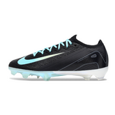 Botas de fútbol Nike Air Zoom Mercurial Vapor 16 Elite para niños, color negro, blanco y azul claro, para terreno firme FG