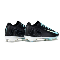Botas de fútbol Nike Air Zoom Mercurial Vapor 16 Elite para niños, color negro, blanco y azul claro, para terreno firme FG