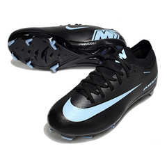 Botas de fútbol Nike Air Zoom Mercurial Vapor 16 Elite negras y azul claro para niños, para terreno firme (FG).