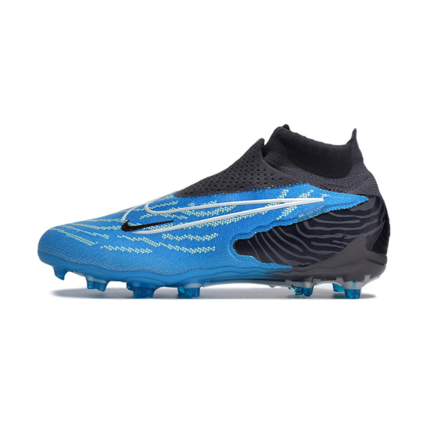 Chuteira Infantil Campo Nike Phantom GX Elite DF FG Preta e Azul - VENI Futebol