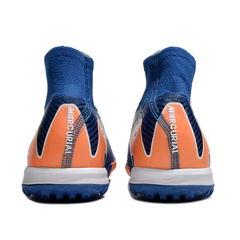 Botas de fútbol Nike Zoom Mercurial Superfly 10 Elite para niños, color azul y naranja, modelo Turf TF