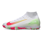Scarpa da calcio Nike Zoom Mercurial Superfly 10 Elite per bambini, bianca, rosa e verde, per terreni duri