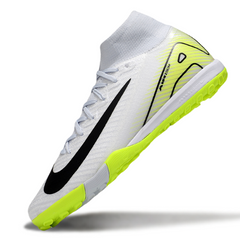 Botas de fútbol Nike Zoom Mercurial Superfly 10 Elite para niños, color blanco y verde fluorescente, modelo Turf TF.