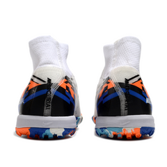 Nike Zoom Mercurial Superfly 10 Elite Kids White Blue and Orange Turf TF Football Boot