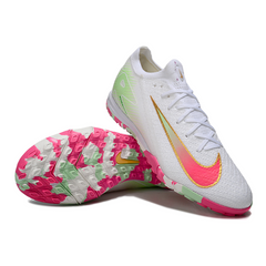 Botas de fútbol Nike Zoom Mercurial Vapor 16 Elite Turf TF para niños, color blanco, rosa claro y verde