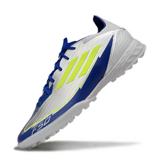 Botas de fútbol Adidas F50 Elite Turf TF color plata y azul