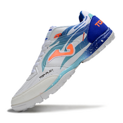 Joma Top Flex White and Blue Turf TF Football Boot