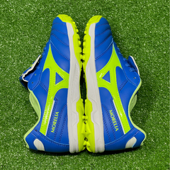 Chuteira Society Mizuno Morelia Sala Classic TF Azul e Verde Tamanho 39