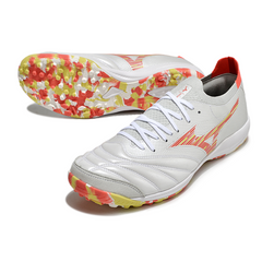 Botas de fútbol Mizuno Neo Sala Turf TF en blanco, naranja y amarillo