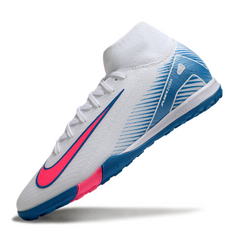 Scarpa da calcio Nike Zoom Mercurial Superfly 10 Elite bianca, azzurra e rosa per terreni duri TF
