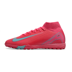 Botas de fútbol Nike Zoom Mercurial Superfly 10 Elite Turf TF rosa y azul claro