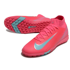 Botas de fútbol Nike Zoom Mercurial Superfly 10 Elite Turf TF rosa y azul claro