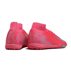 Botas de fútbol Nike Zoom Mercurial Superfly 10 Elite Turf TF rosa y azul claro