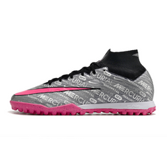Botas de fútbol Nike Zoom Mercurial Superfly 9 Elite Gris y Rosa Turf TF