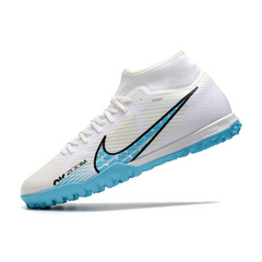 Chuteira Society Nike Zoom Mercurial Superfly 9 Academy TF Branca e Azul - VENI Futebol
