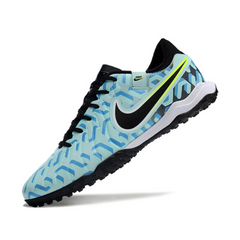 Chuteira Society Nike Tiempo 10 Legend Academy TF Azul Claro e Preta - VENI Futebol