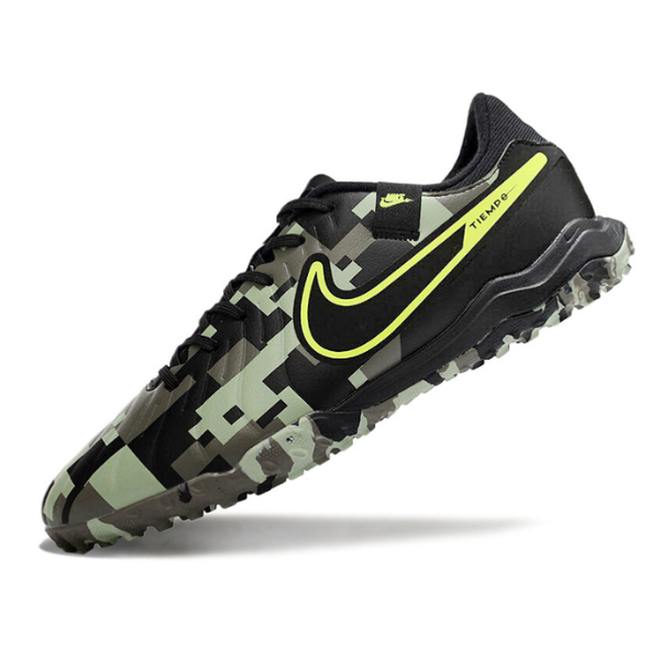 Chuteira Society Nike Tiempo 10 Legend Academy Preta e Verde Camuflado - VENI Futebol