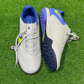 Chuteira Society Nike Tiempo Legend 9 Academy TF Branca e Azul Tamanho 40