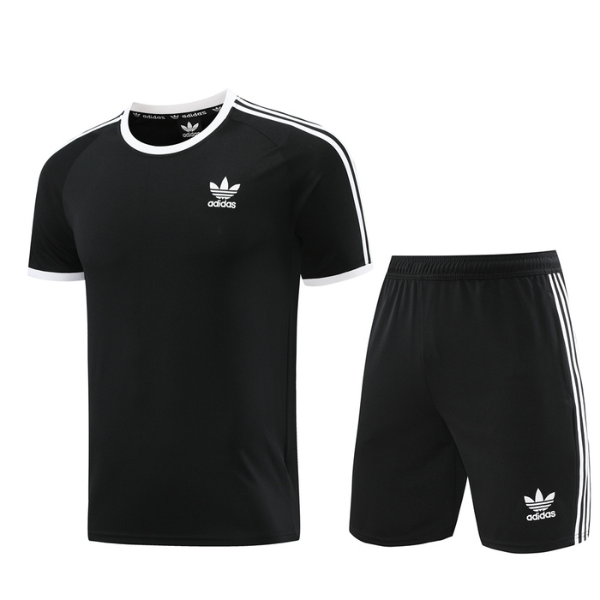 Conjunto Adidas Camiseta + Short Preto e Branco - VENI Futebol