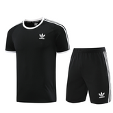 Conjunto Adidas Camiseta + Short Preto e Branco - VENI Futebol