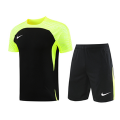 Nike Black and Light Green Training Set T-Shirt and Shorts