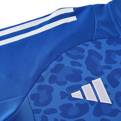 Adidas Cold Set blu, giallo e nero, top e pantaloni Cold Set con cerniera a un quarto