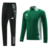 Adidas Cold Set Top e pantaloni Cold Set con cerniera a un quarto verde e nero