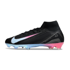 Scarpa da calcio Nike Air Zoom Mercurial Superfly 10 Elite nera, blu e rosa per terreni compatti FG