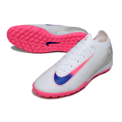 Botas de fútbol Nike Zoom Mercurial Vapor 16 Elite blancas, rosas y azules Turf TF