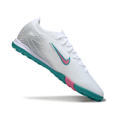 Nike Zoom Mercurial Vapor 16 Elite White Blue and Pink Turf TF Football Boot