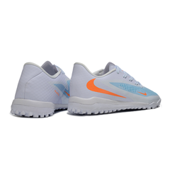 Scarpa da calcio Nike Phantom 6 Academy bianca, blu e arancione Turf TF