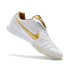 Botas de fútbol Nike Tiempo 7 R10 Elite blancas y doradas Turf TF