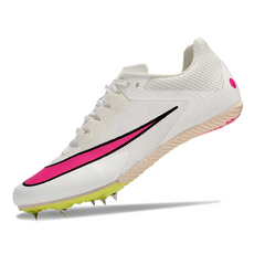 Zapatillas de running con clavos Nike Rival M10 blancas y rosas