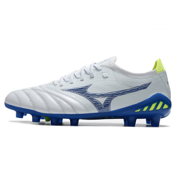 Chuteira Mizuno Morelia Neo III FG Branca,Azul e Verde - VN Esportes