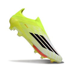 Scarpa da calcio Adidas F50+ Elite Laceless nera e gialla per terreni compatti FG