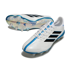 Scarpa da calcio Adidas Copa Pure III Elite FG bianca e blu per terreni compatti