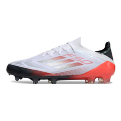 Scarpa da calcio Adidas F50 Primeknit Elite bianca grigia e arancione per terreni compatti FG
