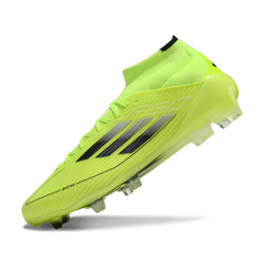 Botas de fútbol Adidas F50 Elite Mid Cut verde y negro para terreno firme FG